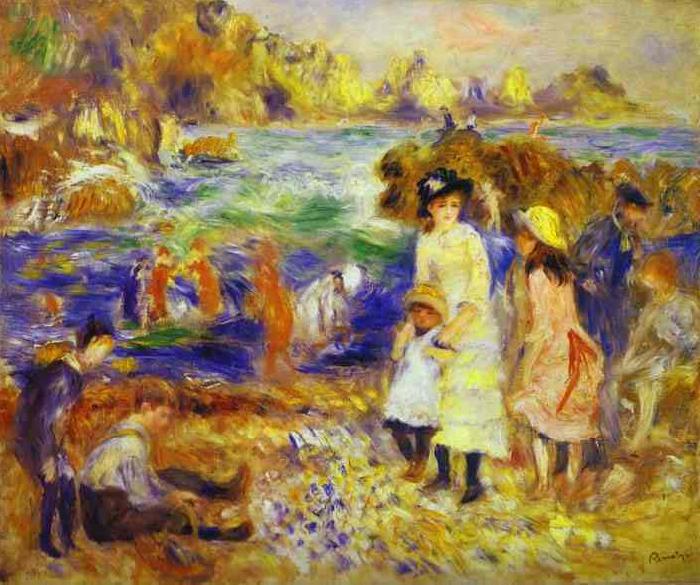 Pierre-Auguste Renoir Children at the Beach at Guernsey, France oil painting art